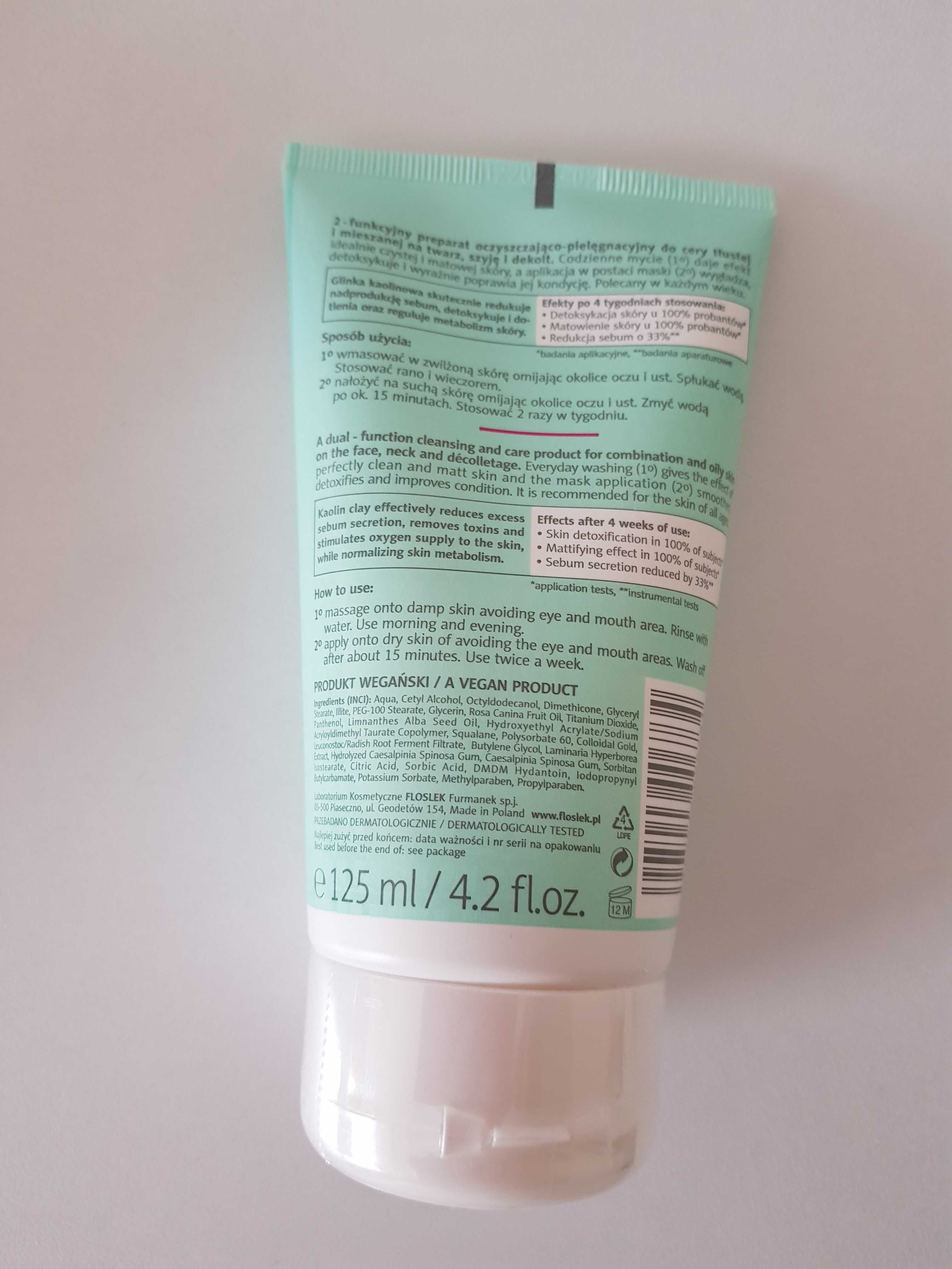 Floslek Balance T-Zone Instant detox 2 in 1 Glinka myjąca 125 ml