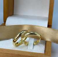 Półokrągłe klasyczne złote OBRĄCZKI ślubne 4mm
