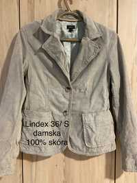 Lindex rozm 36/ S damska kurtka marynarka 100% skóra zamsz Vintage