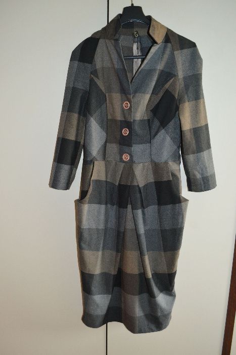 Sukienka elegancka biurowa krata kratkę S XS 34 36