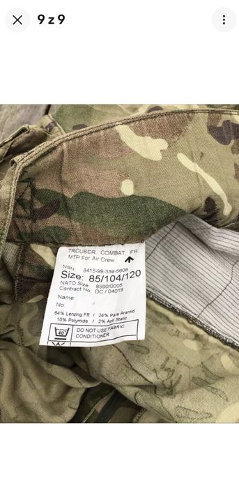 Świetne spodnie na ryby lub do lasu aircrew mtp 85/104/120 -100 cm pas
