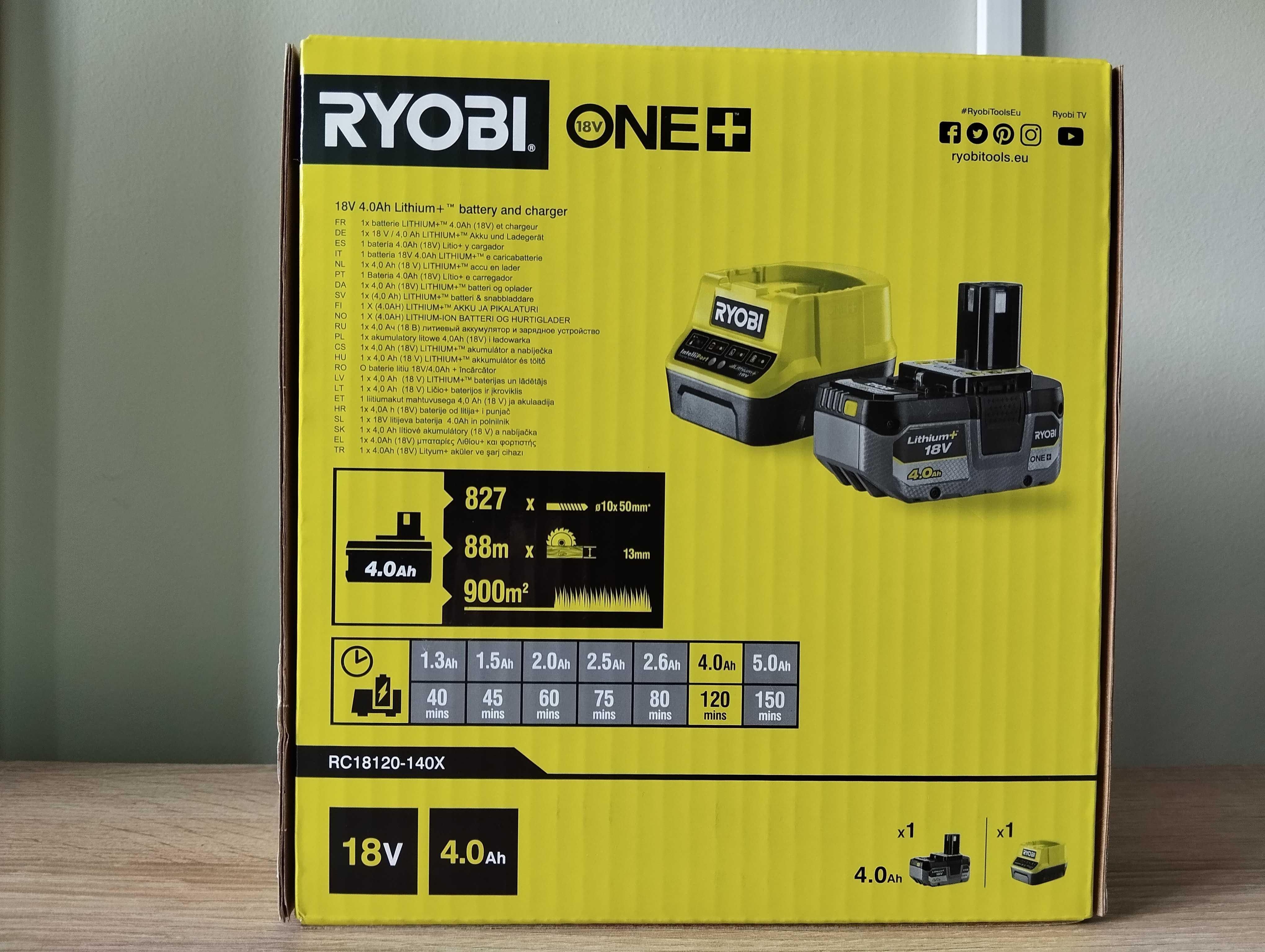 NOWY akumulator Ryobi ONE+ 4.0 ah + ładowarka - zestaw RC18120- 140x