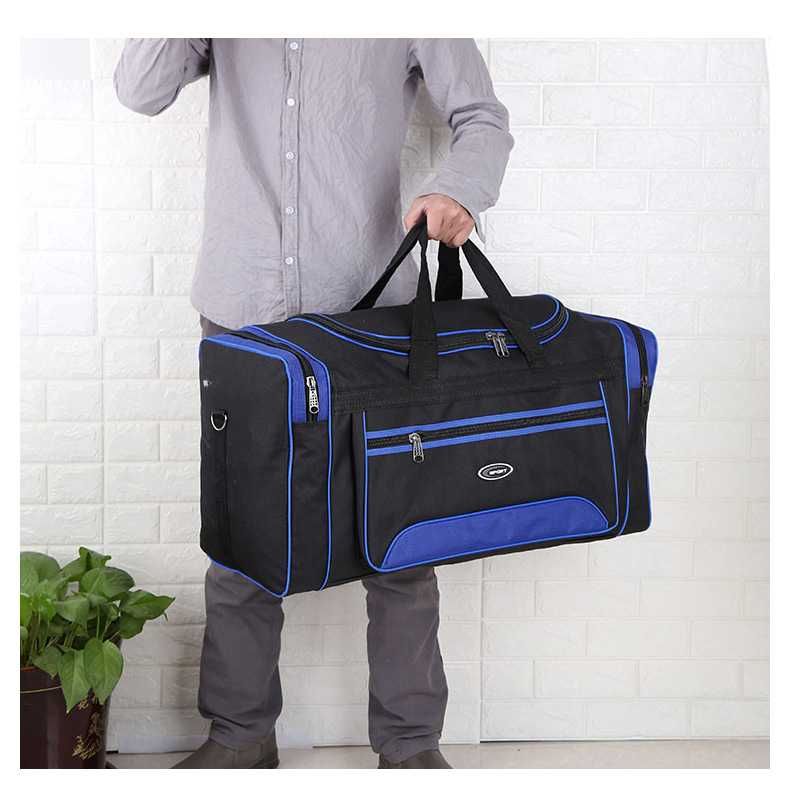 Nowa torba podróżna turystyczna czarna niebieska duża na ramię XL 130l