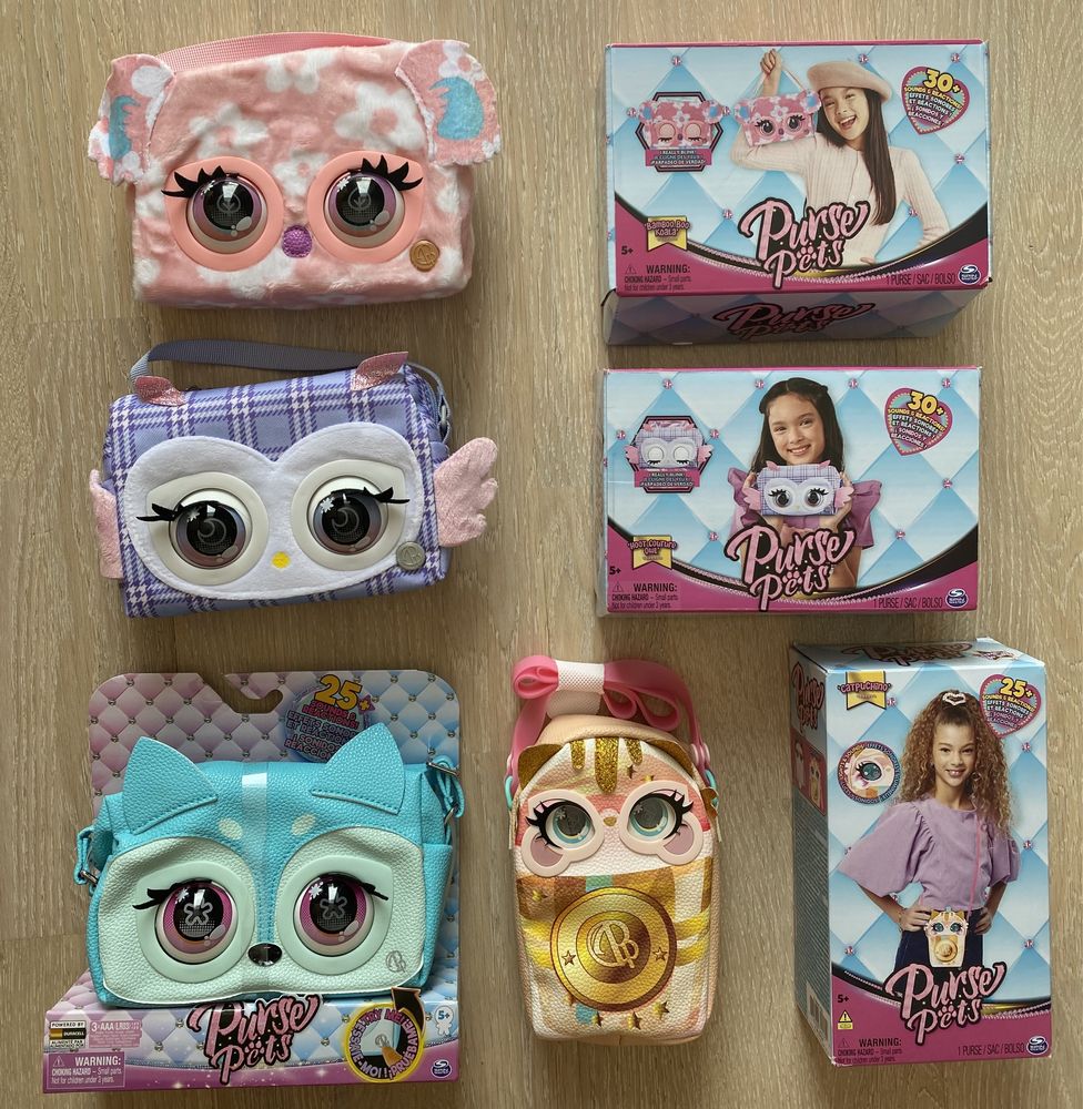 Интерактивная сумочка Purse Pets, Блуфокси,Кетпучино,Сова,Зебра