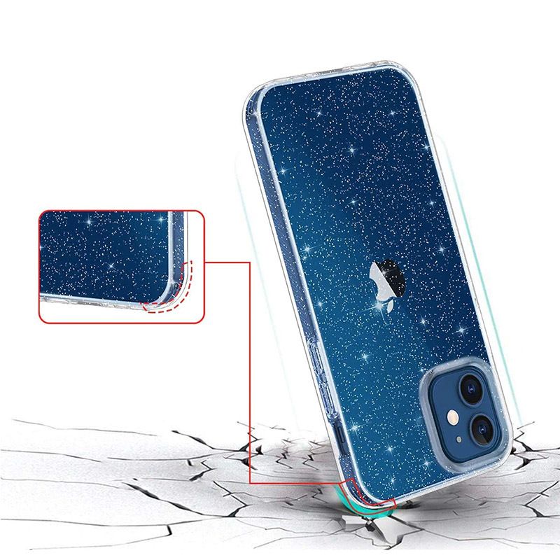 Crystal Glitter Case Do Samsung Galaxy A12 Srebrny