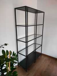 Regał wysoki, czarny mat i szkło, IKEA Vittsjo (100x175)