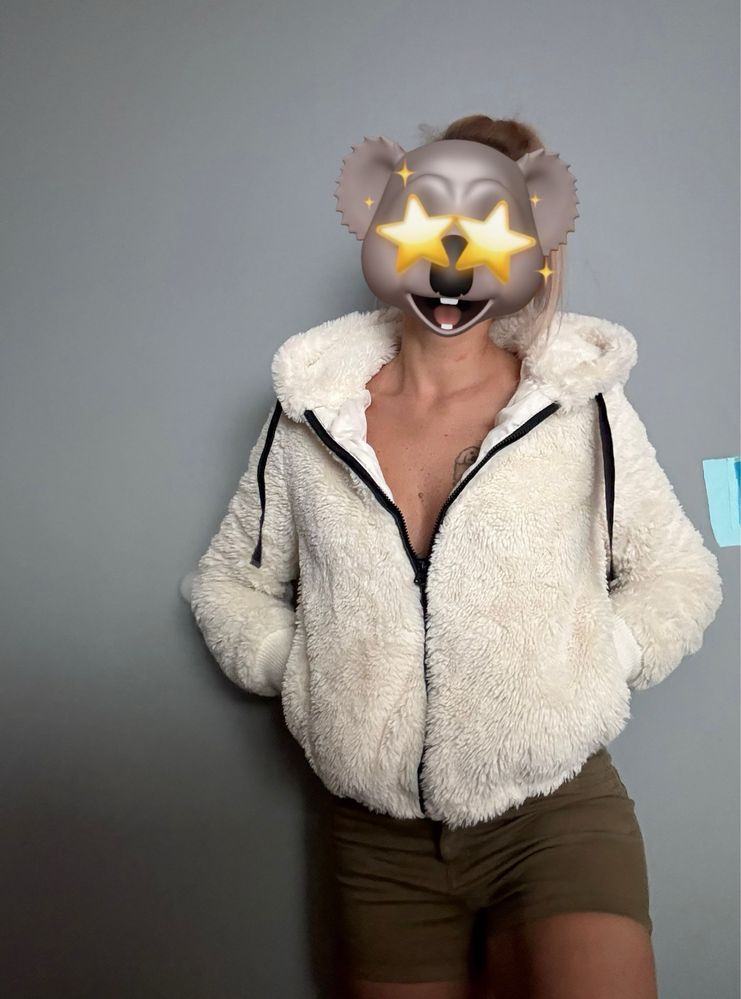 Futerko damskie kurtka futrzana z kapturem S Pull&Bear