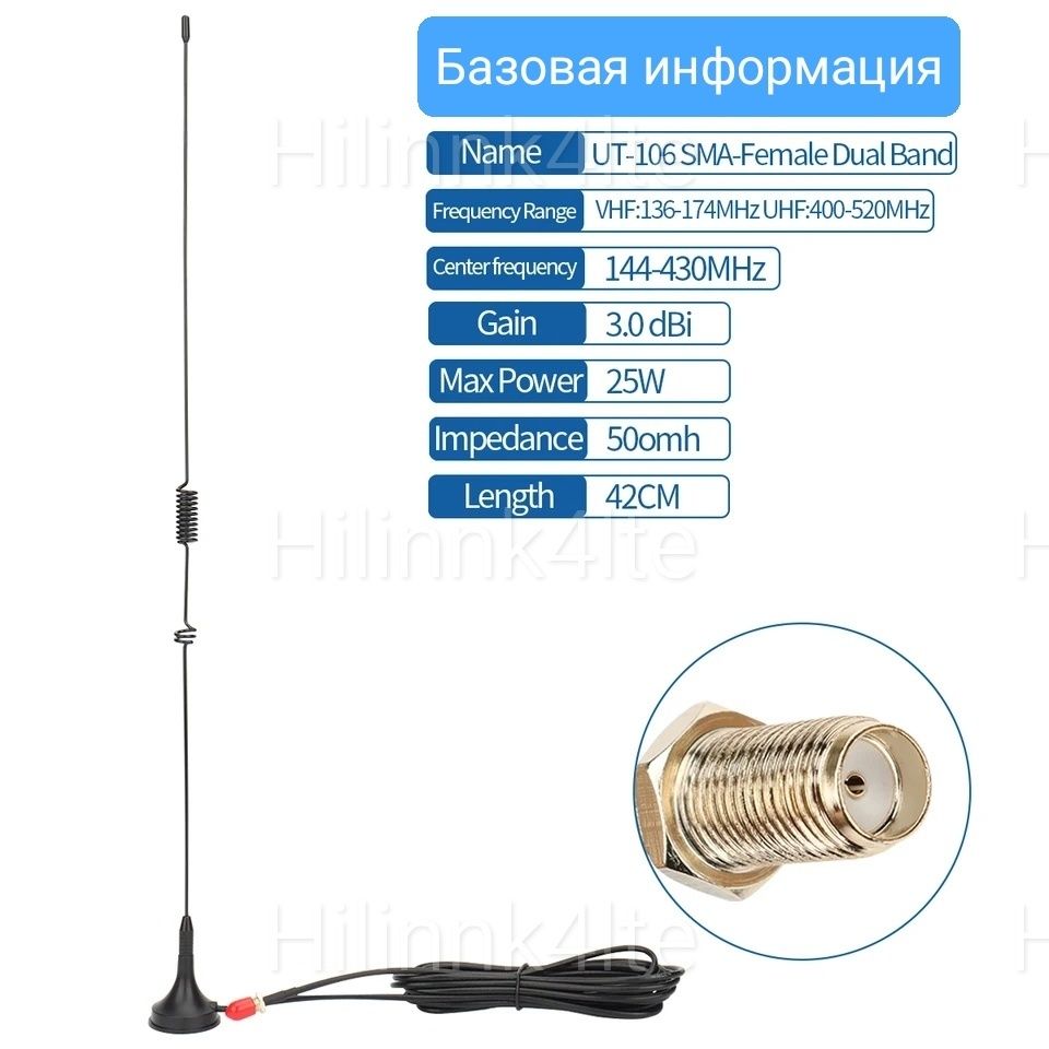 Антенна GSM/LTE/UHF для сотового сигнала, роутера, раций/SMA,TS9.CRC9.