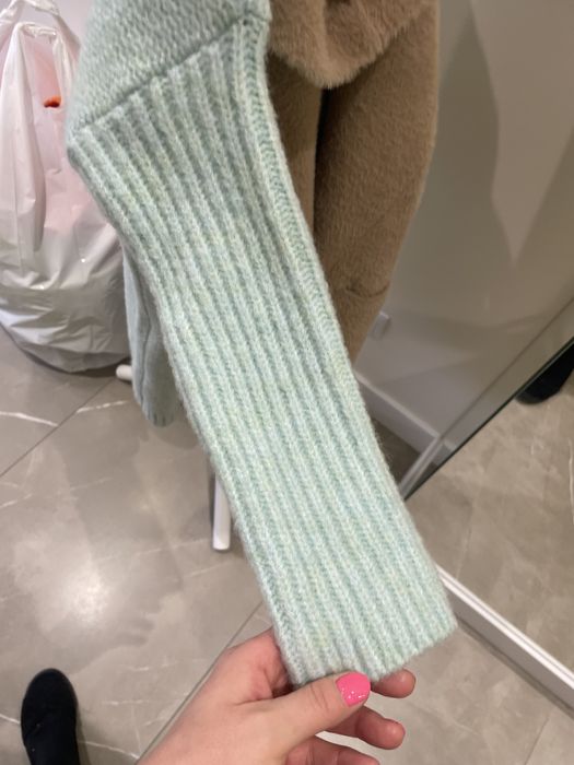 Kardigan z kapturem Kolor Miętowy