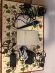 Playstation2 com cabos, comando, jogos e microfone