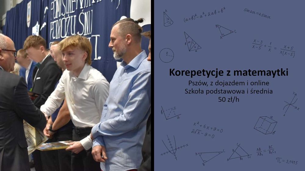 Korepetycje z matematyki, z dojazdem i online, matura, egzamin