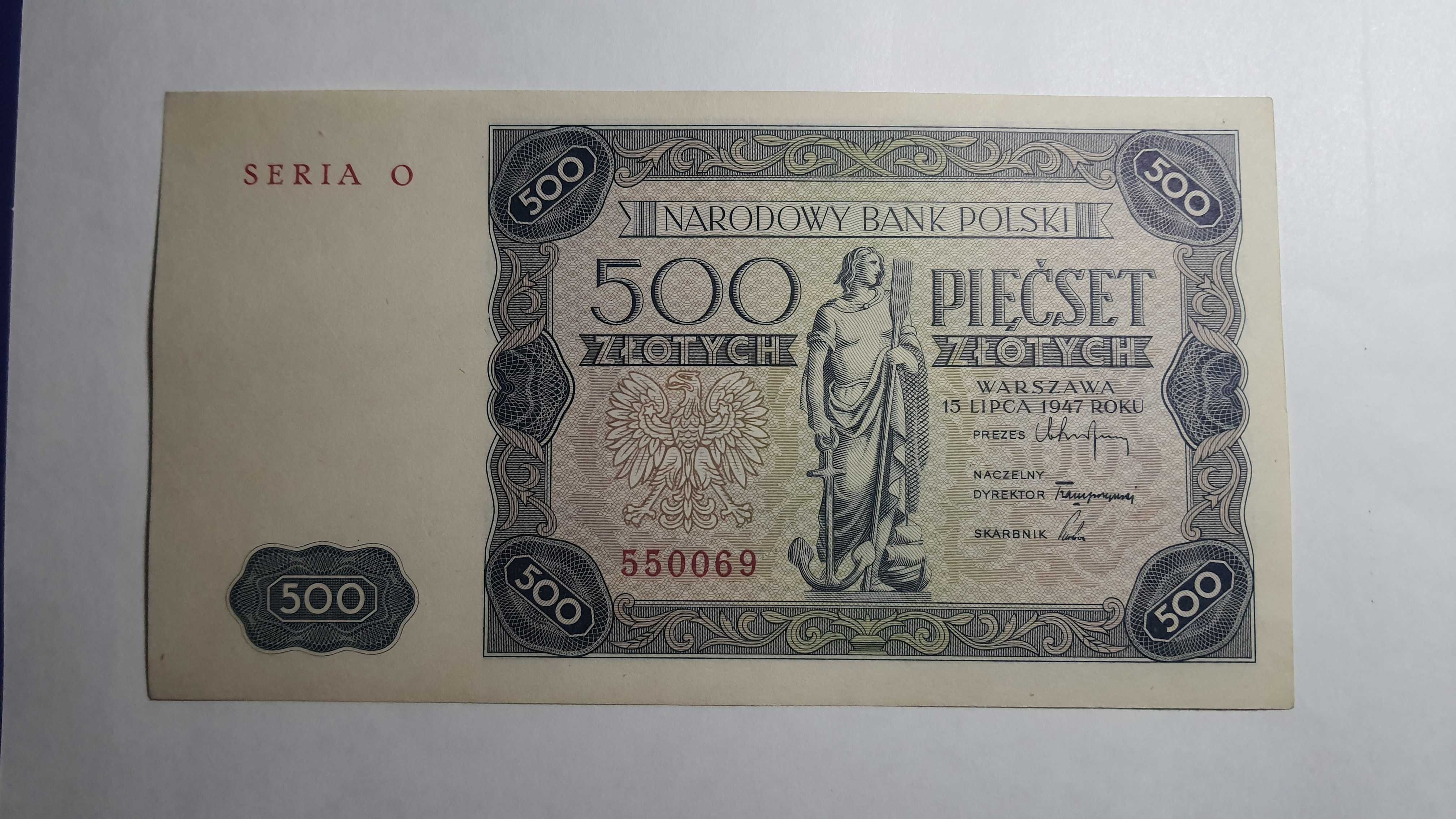 500 złotych 1947 s. O  UNC !!!
