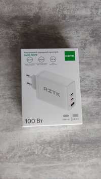 Зарядний пристрій RZTK GaN2 100W USB-A + кабель USB-C 100W White