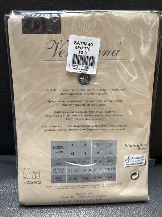 Veneziana satin rajstopy 40 den grafitowe 3 38 M