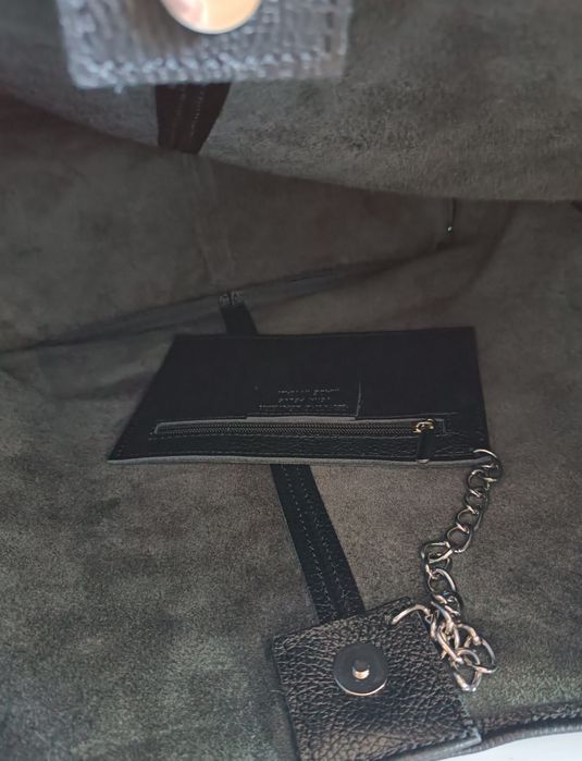 Torebka włoska Vera Pelle skóra naturalna czarna