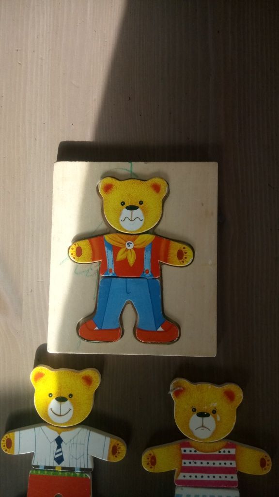 Drewniana ukladanka misie chlopiec , puzzle