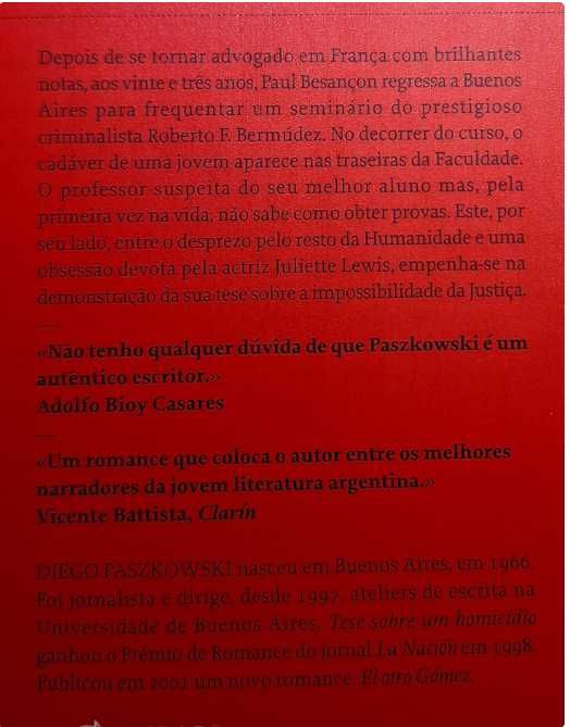 Livro Tese sobre um homicídio