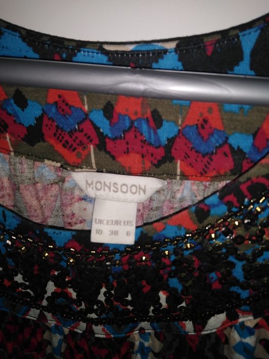 Tunika bluzka długa grecka boho cekiny wzory monsoon 38 M
