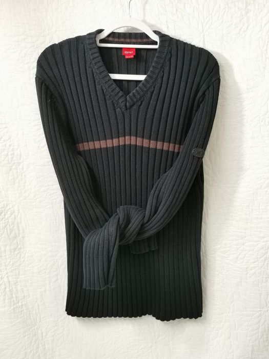 Czarny sweter męski Esprit L-XL w serek