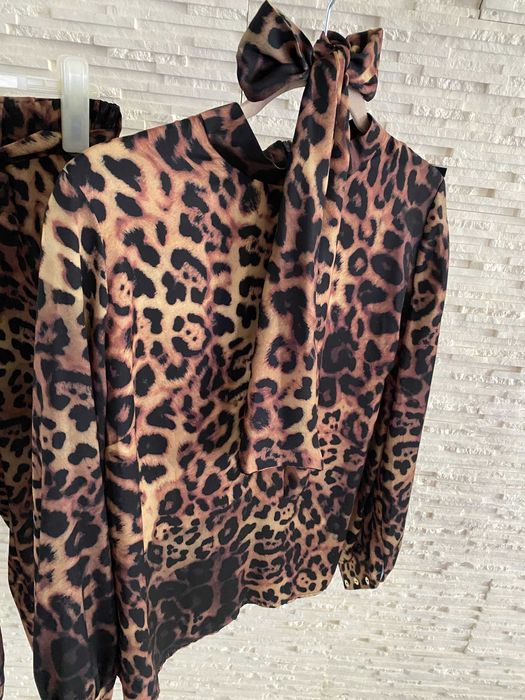 CHICACA komplet perfect koszula kokarda spodnie wiązane Animal S-M