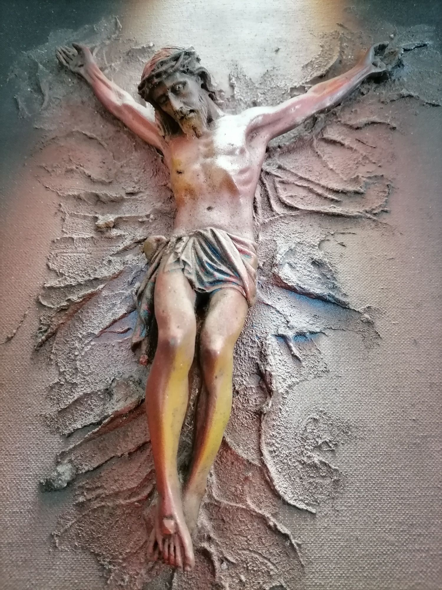 Quadro de Cristo e relevo 58x48