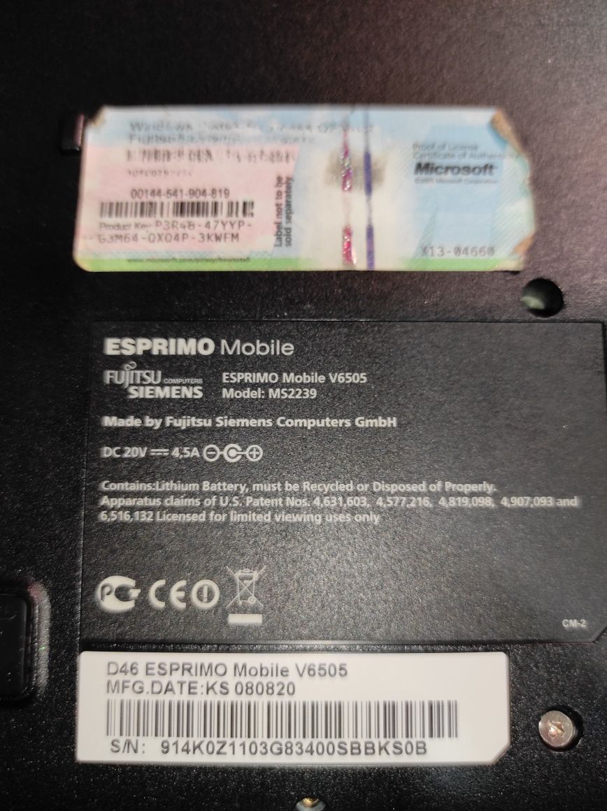 Fujitsu Siemens ESPRIMO Mobile V6505 ms2239