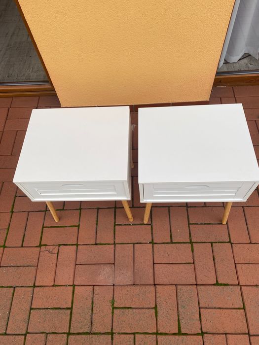 Stoliki nocne BROBY 1 szuflada kolor bambusu/biały