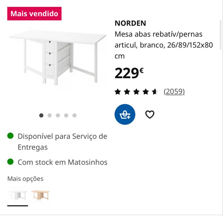 Mesa de Jantar Extensível IKEA NORDEN