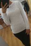 Bialy sweter z cekinami na zime jesien xs s bialy