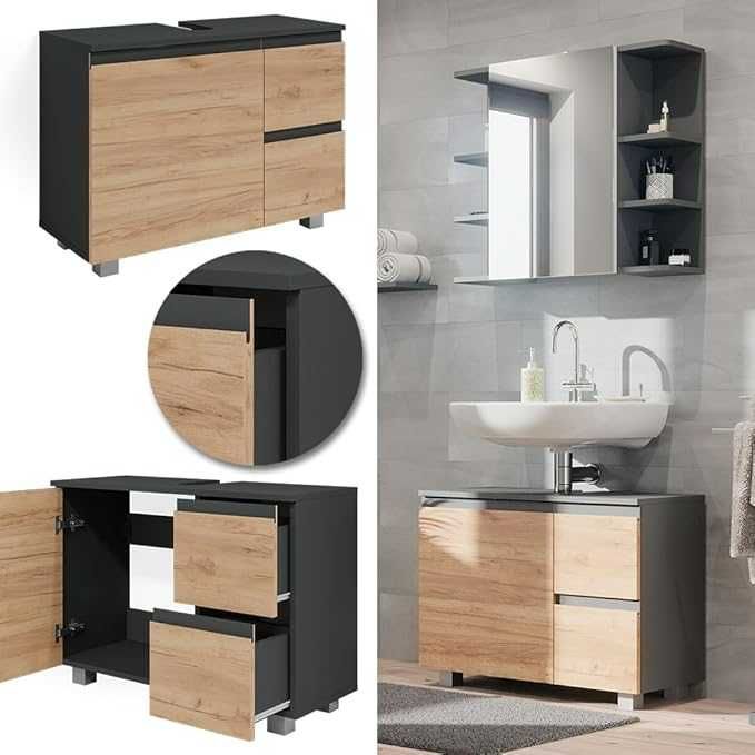 Vicco szafka umywalkowa nablatowa dąb antracyt 80 cm