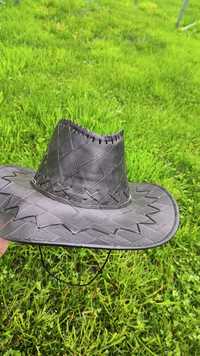 Дизайнерская ковбойская кожаная шляпа окружность 59-59,5 см.