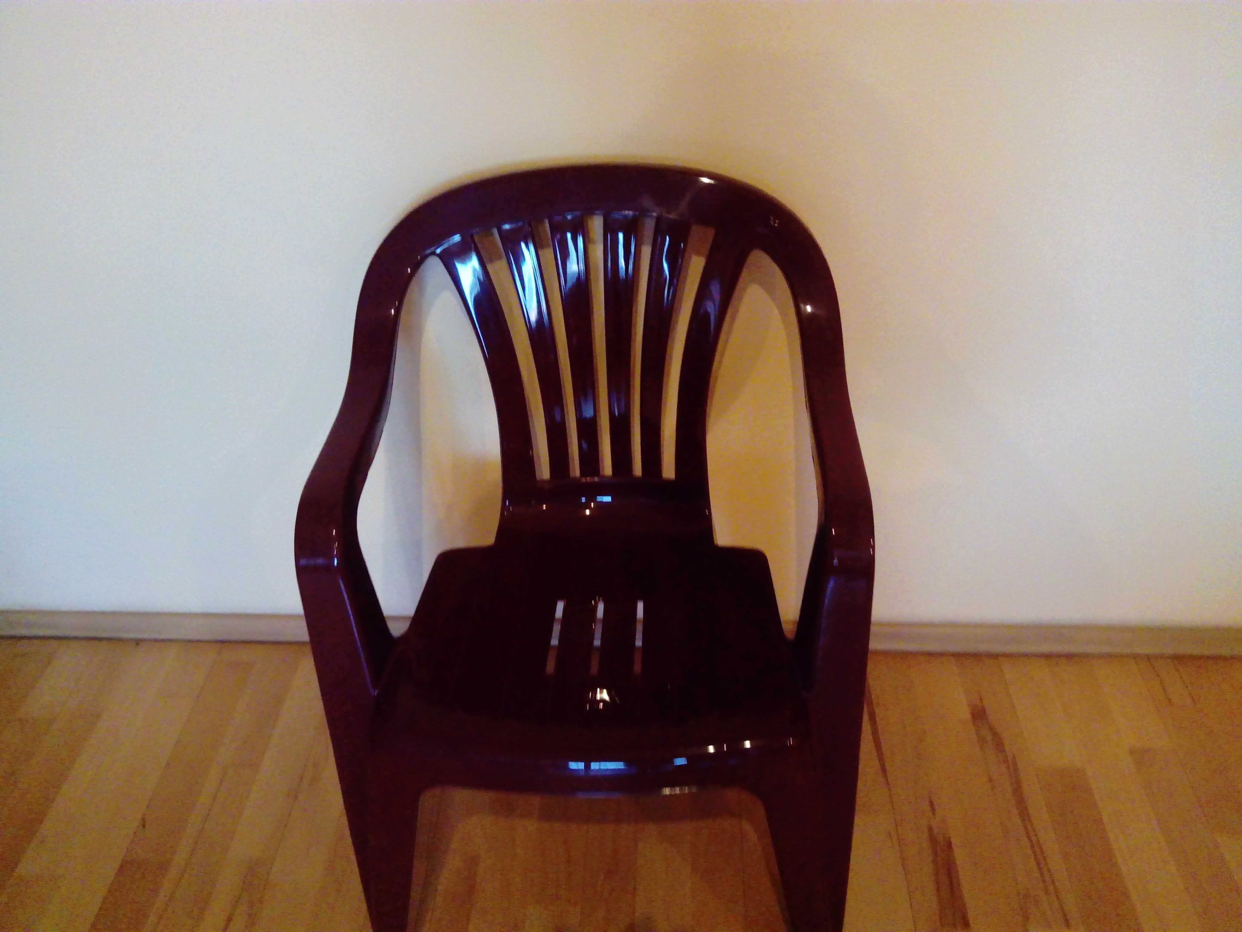 Zestaw 4 krzesła+stół, tworzywo sztuczne, bordo