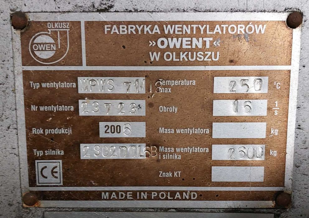 Wentylator promieniowy wyciągowy oryginalny Olkusz WPW WPWS 71/1,8