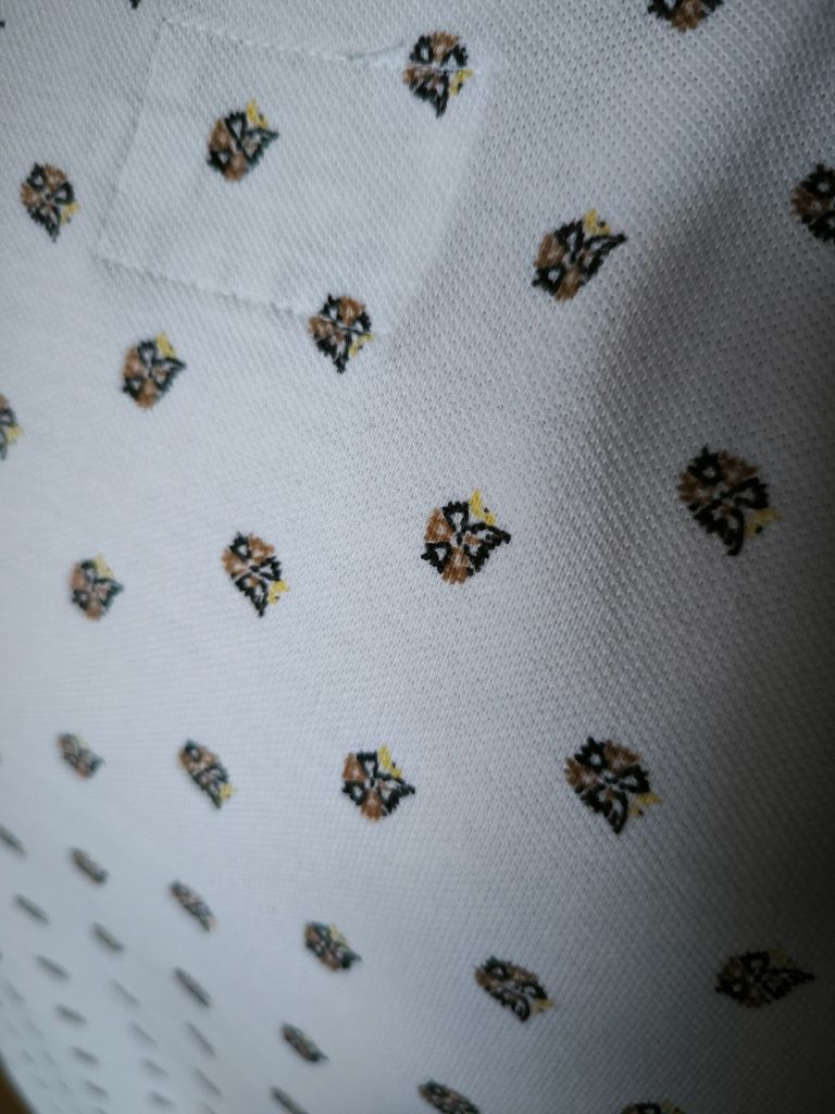 Pepe Jeans koszulka Polo S Męska biała wzorzysta krótki rękaw