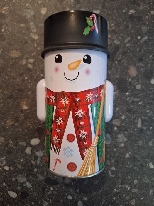 puszka bałwan świąteczna wysokość 16cm