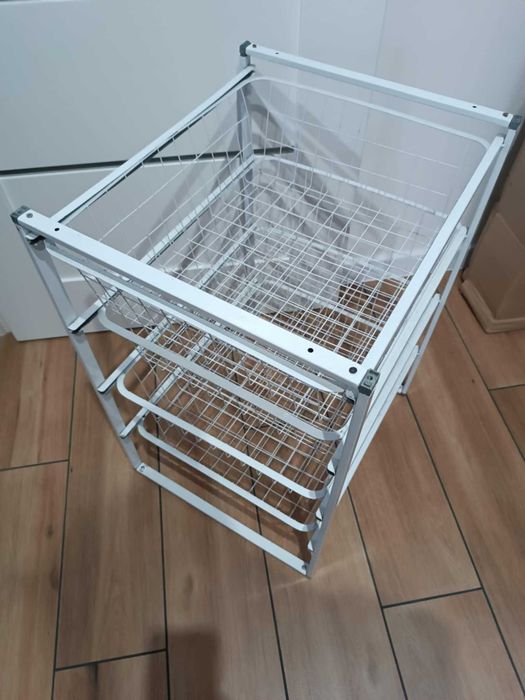 Regał ikea 4 kosze druciane, organizer biały, komoda, półka