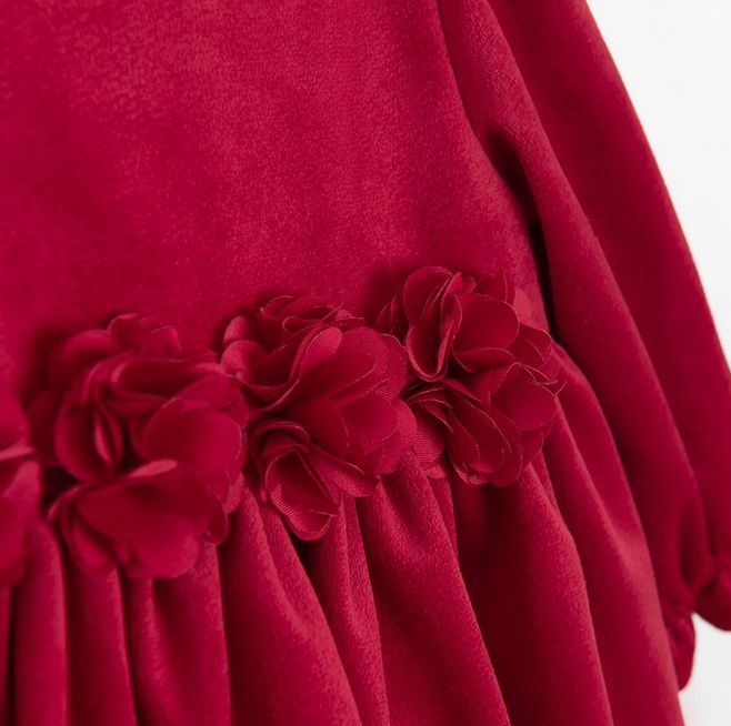 Sukienka czerwona dziewczęca z długim rękawem, welurowa, świąteczna 80