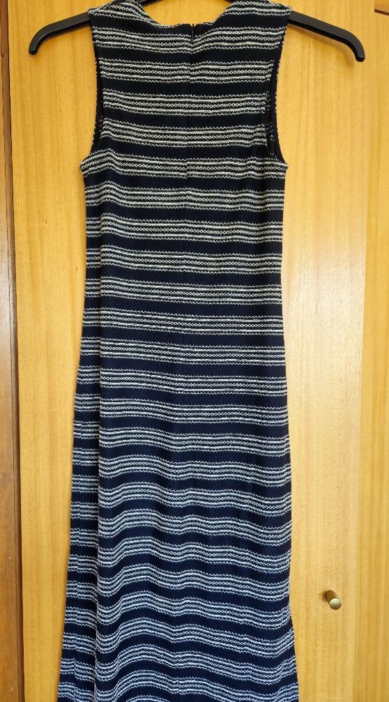 Vestido Comprido Azul e Branco Sem Mangas S Stradivarius Usado