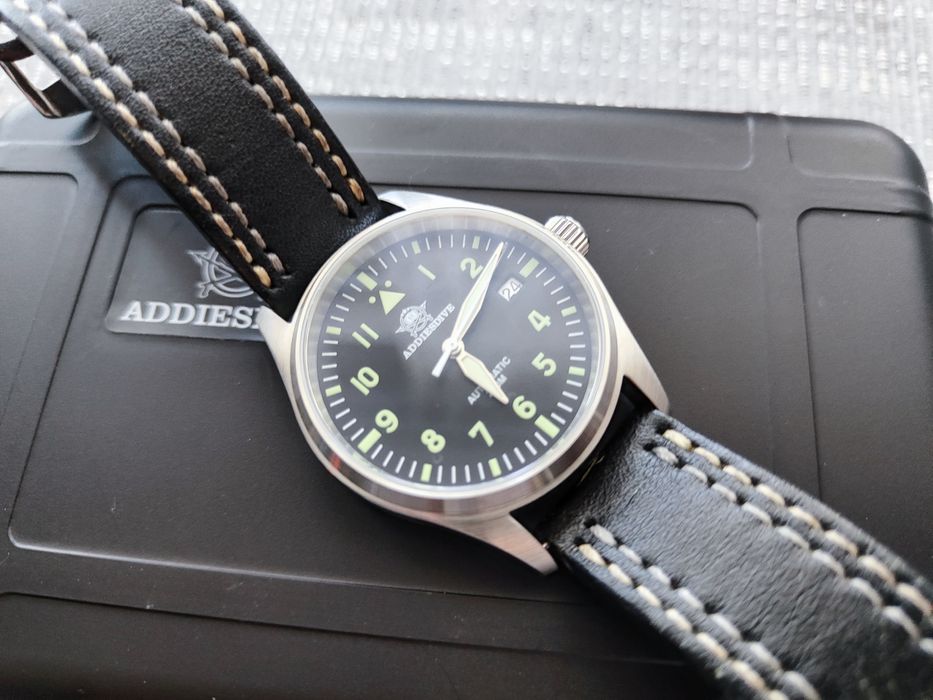 Zegarek pilot Addiesdive automatyczny - Seiko NH35A, komplet, aviator