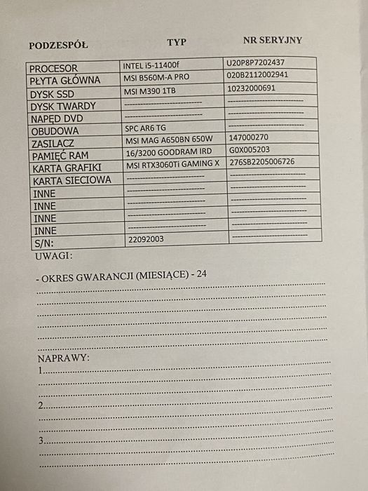 Używany RAM 16 GB DDR4 3200 MHz