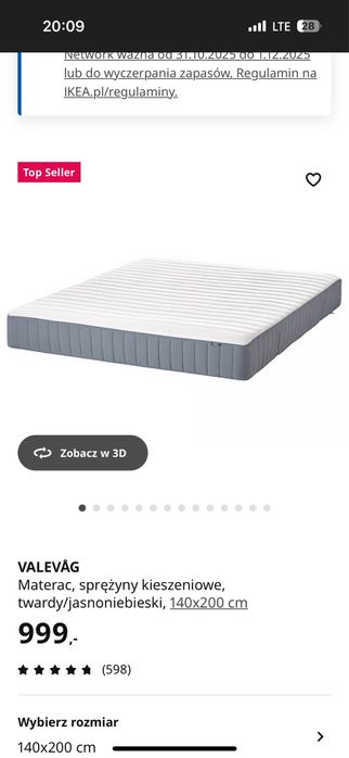 VALEVÄG materac nowy