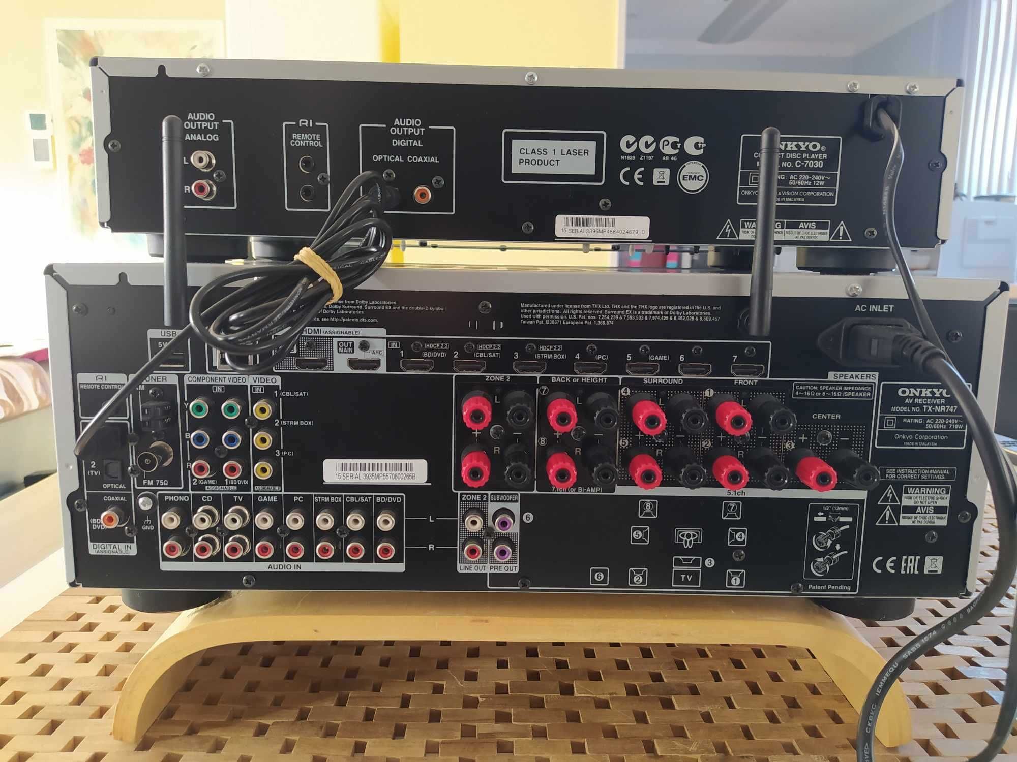 Onkyo TX NR747 + Onkyo C7030  (wysokie modele / zadbane)