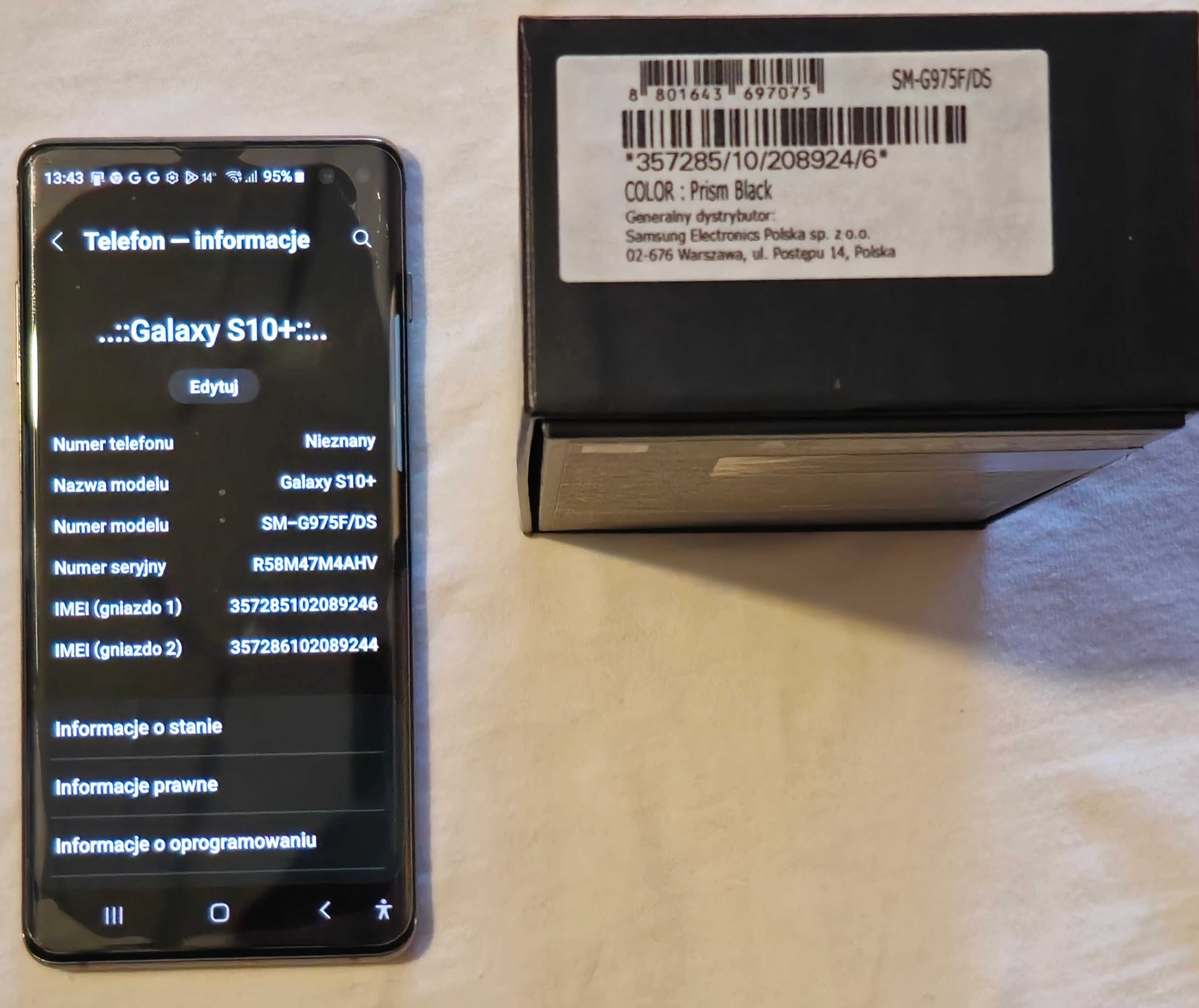 Samsung Galaxy S10+ Plus czarny stan b.dobry gratisy