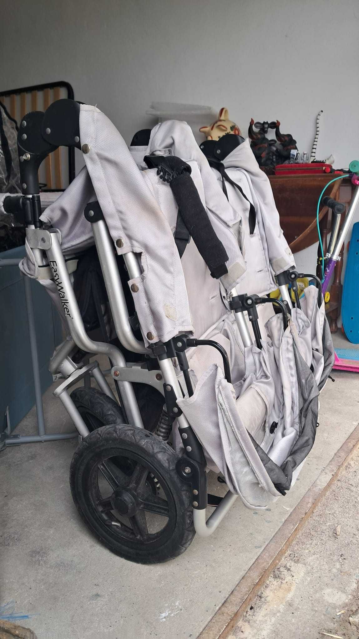 Carrinho de bebé duplo, gémeos, dobrável com capa de chuva, caminhadas