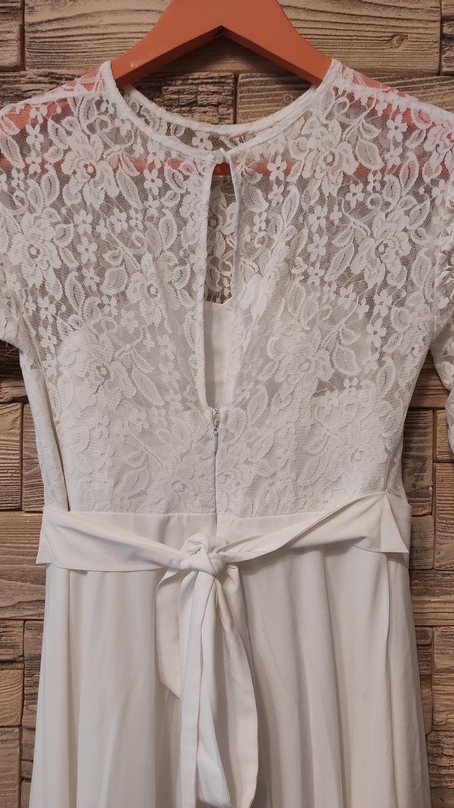 Весільне біле плаття максі ажурна сукня для вагітних