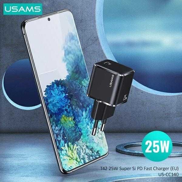USAMS Ład. siec. 1xUSB-C T42 mini 25W Super  5V-3A PD3.0 Fast Charging