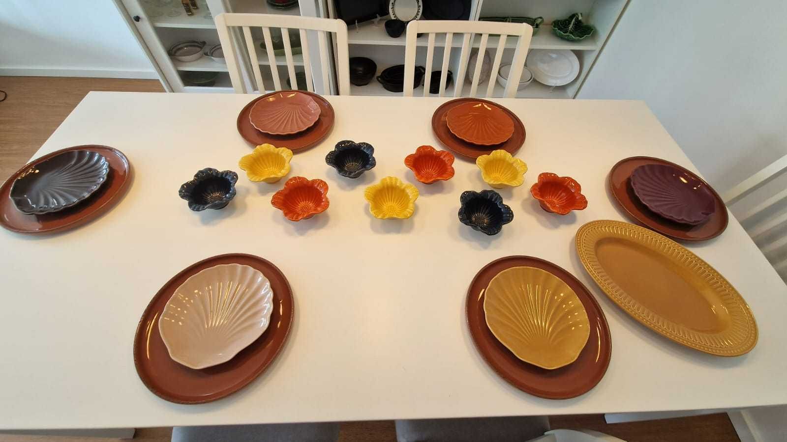 Conjunto 6 pratos sobremesa coloridos em formato concha