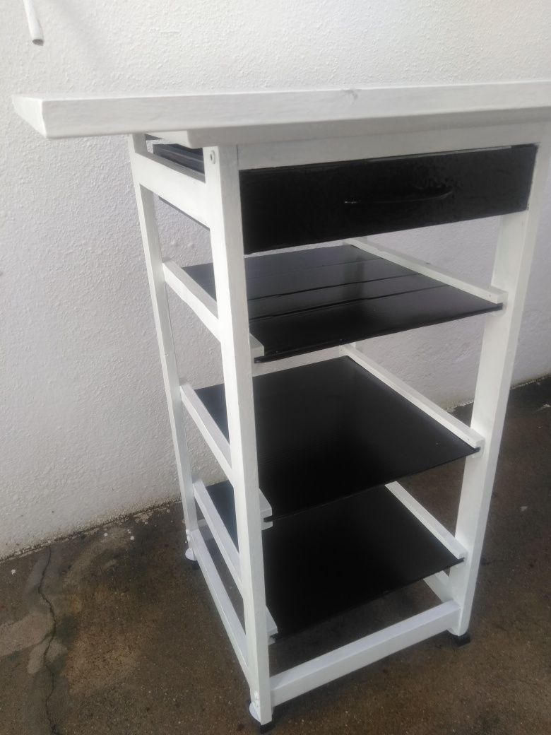 Mesa Multifuncional,1 Gaveta e 3 Prateleiras, NOVA