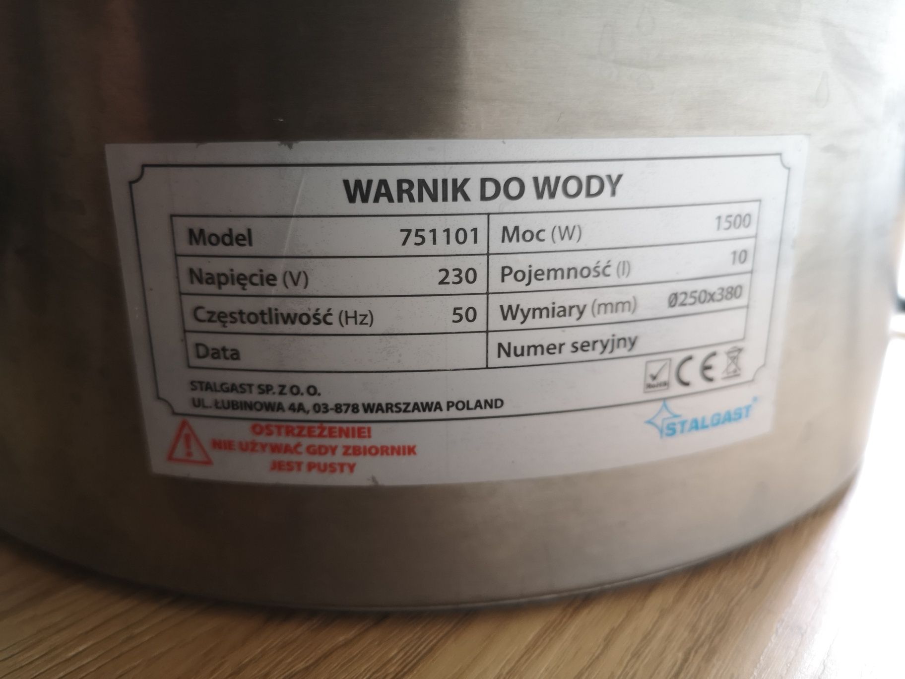 Warnik Stalgast 10l. Mało używany