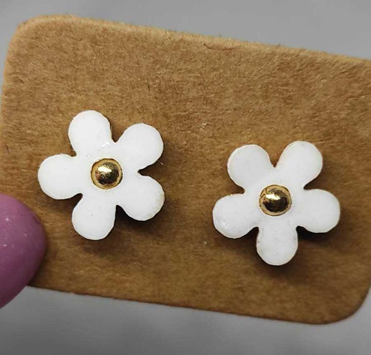 Brincos Pérola Grande e Flor Branca - NOVOS